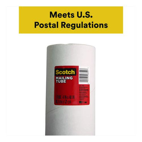 Mailing Tube, 48" Long, 4" Diameter, White, 12/carton