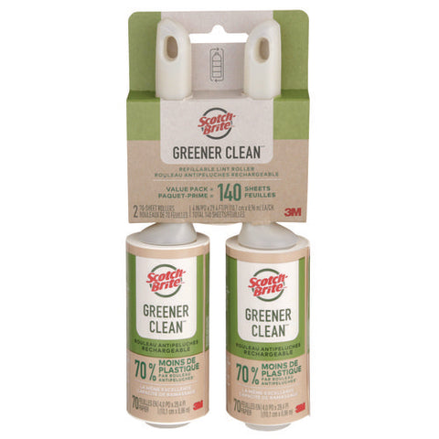 Greener Clean Lint Roller, 70 Sheets/roll, 2/pack