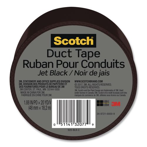 Duct Tape, 3" Core, 1.88" X 20 Yds, Jet Black
