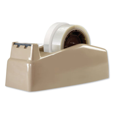 Two-roll Desktop Tape Dispenser, 3" Core, High-impact Plastic, Beige