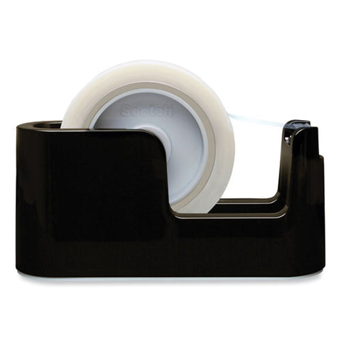 Heavy Duty Weighted Desktop Tape Dispenser With One Roll Of Tape, 3" Core, Abs, Black