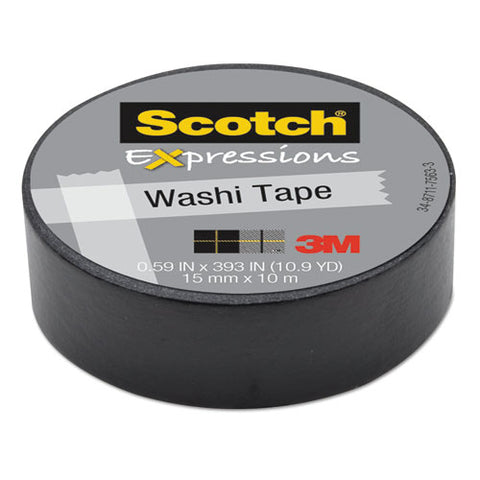 Expressions Washi Tape, 1.25" Core, 0.59" X 32.75 Ft, Black