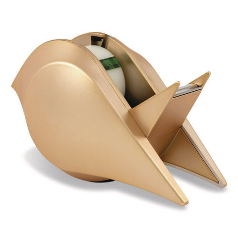 Bird Desktop Tape Dispenser, 1" Core, Metallic Gold