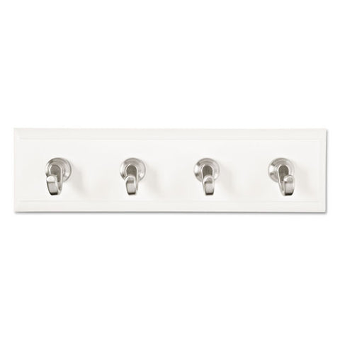 Decorative Key Rail, Plastic, Quartz/silver, 8 X 1.5 X 2.13, 4 Hooks/pack