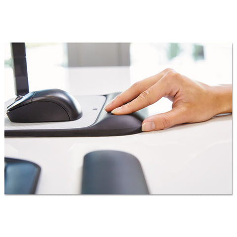 Mouse Pad With Precise Mousing Surface And Gel Wrist Rest, 8.5 X 9, Gray/black