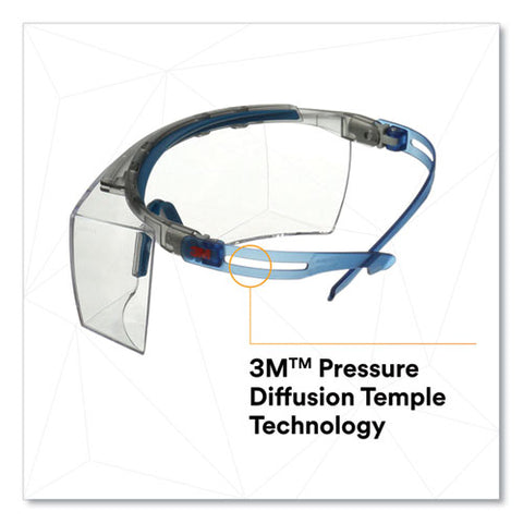 Securefit Protective Eyewear, 3700 Otg Series, Blue Plastic Frame, Clean Polycarbonate Lens