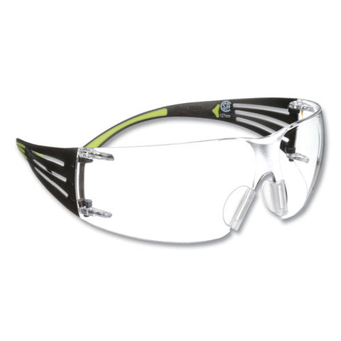 Securefit Protective Eyewear, 400 Series, Green Plastic Frame, Clear Polycarbonate Lens