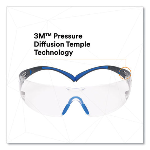 Securefit Protective Eyewear, 400 Series, Black/blue Plastic Frame, Clear Polycarbonate Lens