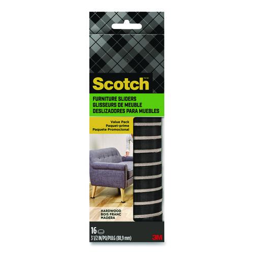 Furniture Sliders, 3.5" Dia, Black/beige, 16/pack