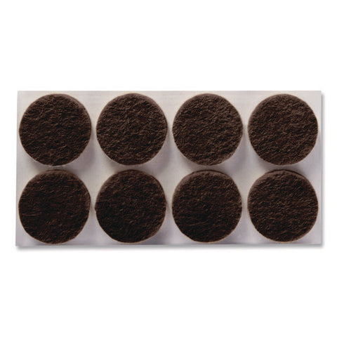 Felt Pad Protectors, 1" Diameter, Brown, 32/pack