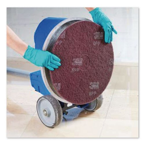 Surface Prep Floor Pads, 14" Diameter, Brown, 10/carton
