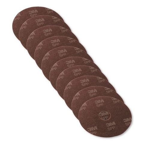 Surface Prep Floor Pads, 14" Diameter, Brown, 10/carton