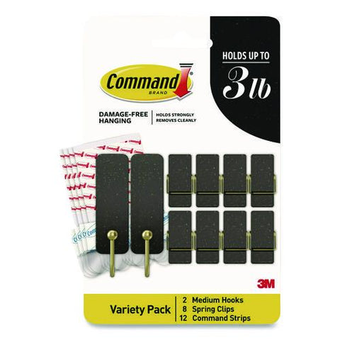 Limited Edition Hooks And Clips, Soot, 3 Lb Capacity, 2 Hooks, 8 Clips And 12 Strips/pack