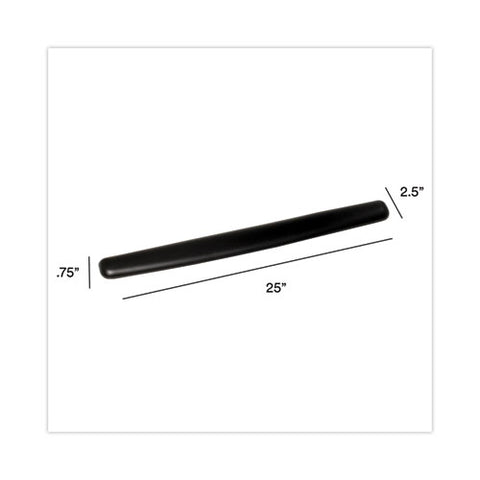 Antimicrobial Gel Thin Keyboard Wrist Rest, Extended Length, 25 X 2.5, Black