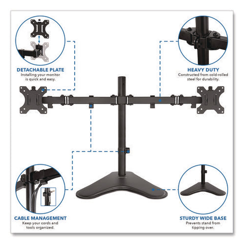 Dual Monitor Desk Stand, For 19" To 32" Monitors, 36.4" X 11" X 18.3", Black, Supports 17.6 Lb