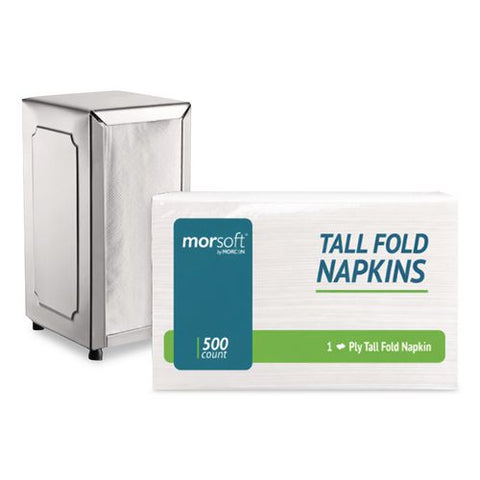 Morsoft Tall Fold Dispsenser Napkins, 1-ply, 3.5 X 5, White, 500/pack, 20 Packs/carton