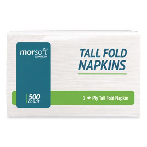 Morsoft Tall Fold Dispsenser Napkins, 1-ply, 3.5 X 5, White, 500/pack, 20 Packs/carton