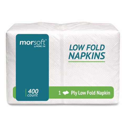 Morsoft Low Fold Dispenser Napkins, 1-ply, 3.5 X 5, White, 400/pack, 20 Packs/carton