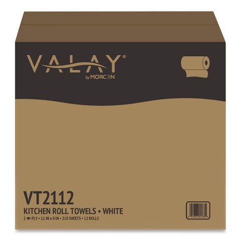 Kitchen Roll Towel, 2-ply, 8 X 11, White, 210 Sheets/roll, 12 Rolls/carton