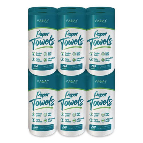 Kitchen Roll Towel, 2-ply, 8 X 11, White, 210 Sheets/roll, 12 Rolls/carton