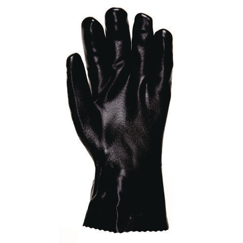 Double-dipped Pvc Gloves, Black, Large, Dozen