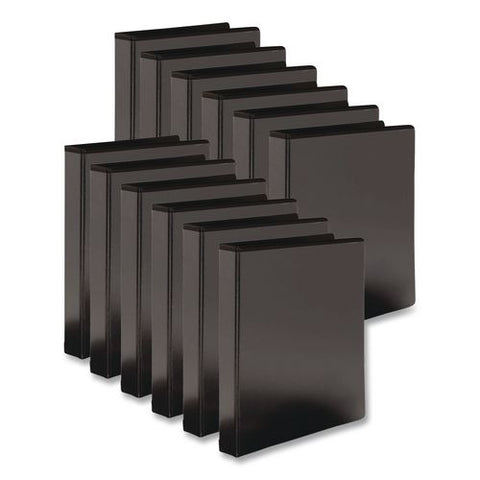 Round Ring View Binder, 3 Rings, 0.5" Capacity, Black, 12/carton