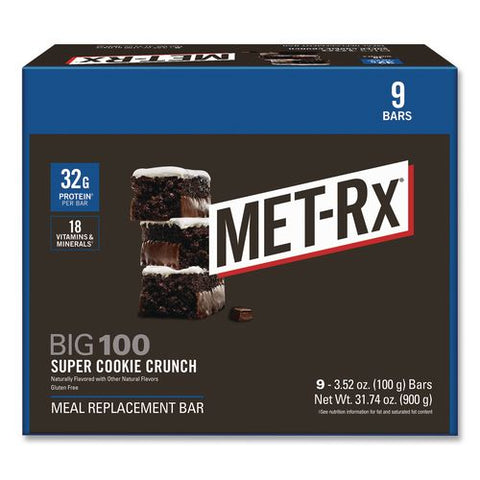Big 100 Gluten Free Super Cookie Crunch Protein Bar, 3.52 Oz, Individually Wrapped, 9/box