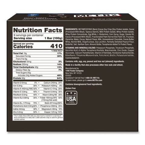 Big 100 Gluten Free Super Cookie Crunch Protein Bar, 3.52 Oz, Individually Wrapped, 9/box
