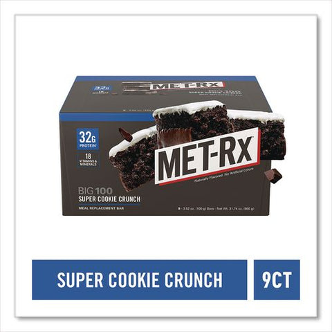 Big 100 Gluten Free Super Cookie Crunch Protein Bar, 3.52 Oz, Individually Wrapped, 9/box