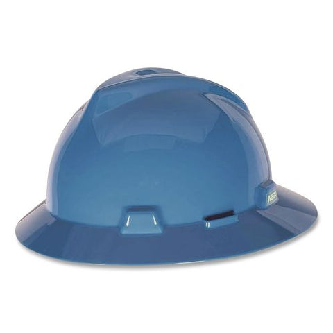 V-gard Hard Hats, Vented, Full Brim, Fas-trac Iii Slide Lock Suspension, One Size Fits Most (6.5 To 8), Blue
