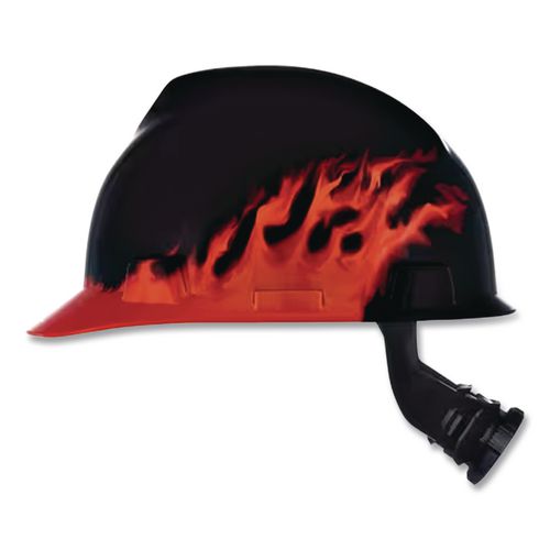 V-gard Hard Hats, Front Brim, Fas-trac Iii Ratchet Suspension, One Size Fits Most (6.5 To 8), Black Fire
