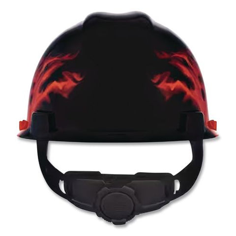 V-gard Hard Hats, Front Brim, Fas-trac Iii Ratchet Suspension, One Size Fits Most (6.5 To 8), Black Fire
