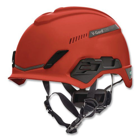 V-gard H1 Safety Helmet, Vented, Brimless, Fas-trac Iii Pivot Ratchet Suspension, One Size Fits Most (6.5 To 8), Red