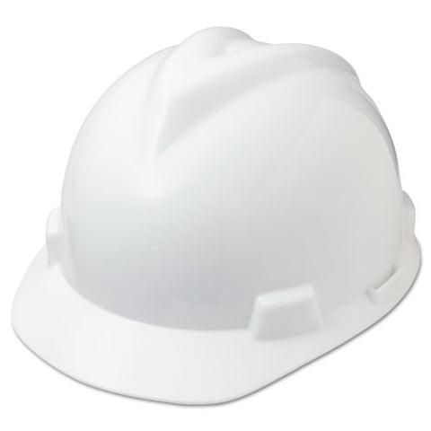 V-gard Hard Hat, Vented, Front Brim, Fas-trac Iii Ratchet Suspension, One Size Fits Most (6.5 To 8), White