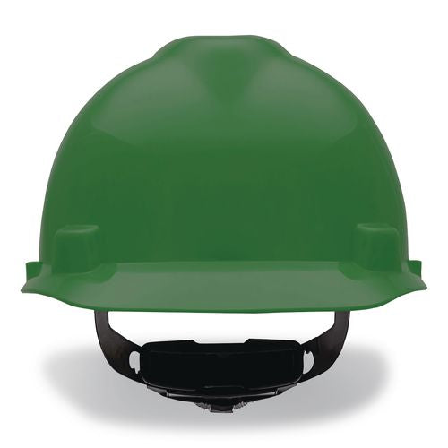V-gard Hard Hats, Vented, Front Brim, Fas-trac Iii Ratchet Suspension, One Size Fits Most (6.5 To 8), Green