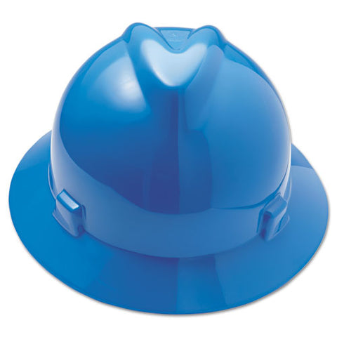 V-gard Hard Hats, Vented, Full Brim, Fas-trac Iii Ratchet Suspension, One Size Fits Most (6.5 To 8), Blue
