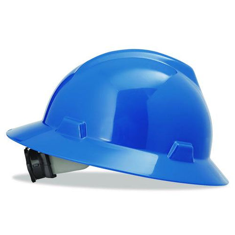 V-gard Hard Hats, Vented, Full Brim, Fas-trac Iii Ratchet Suspension, One Size Fits Most (6.5 To 8), Blue