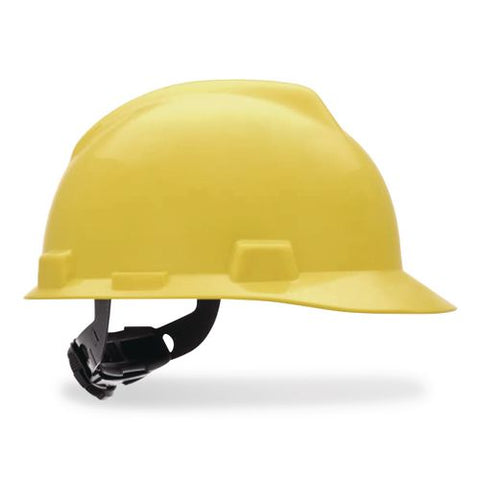 V-gard Hard Hats, Vented, Front Brim, Fas-trac Iii Ratchet Suspension, One Size Fits Most (6.5 To 8), Yellow