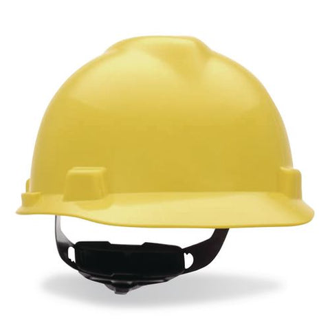 V-gard Hard Hats, Vented, Front Brim, Fas-trac Iii Ratchet Suspension, One Size Fits Most (6.5 To 8), Yellow