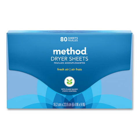 Dryer Sheets, Fresh Air, 80/box, 6 Boxes/carton