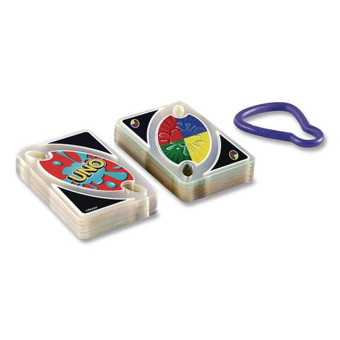 Uno Splash Card Game, 108 Waterproof Cards With Take-along Clip, Ages 7 And Up