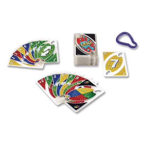 Uno Splash Card Game, 108 Waterproof Cards With Take-along Clip, Ages 7 And Up