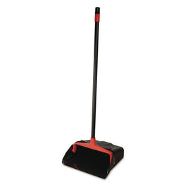 Maxiplus Lobby Dustpan, 13.5"w X 36"h, 33" Handle, Plastic, Black/red
