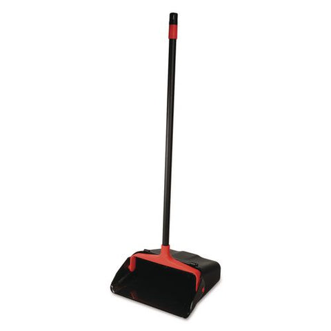 Maxiplus Lobby Dustpan, 13.5"w X 36"h, 33" Handle, Plastic, Black/red