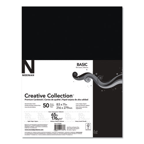 Creative Collection Premium Cardstock, 65 Lb Cover Weight, 8.5 X 11, Black, 50/pack