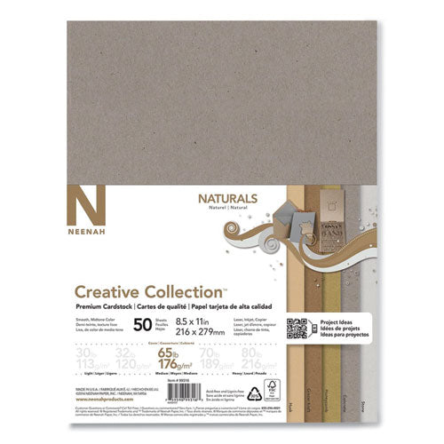 Creative Collection Premium Cardstock, 65 Lb Cover Weight, 8.5 X 11, Assorted Naturals, 50/pack