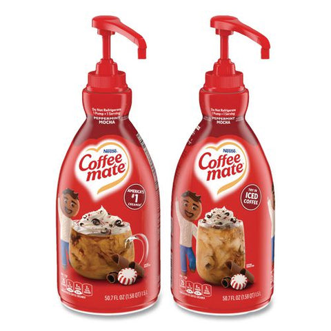 Liquid Creamer Pump Bottle, Peppermint Mocha, 1.5 L Pump Bottle, 2/carton