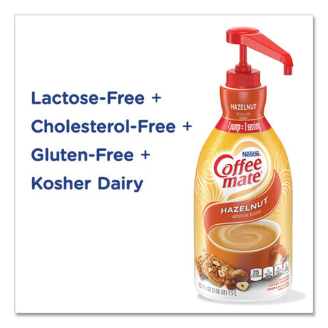 Liquid Coffee Creamer, Hazelnut, 1.5 L Pump Bottle, 2/carton