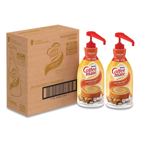 Liquid Coffee Creamer, Hazelnut, 1.5 L Pump Bottle, 2/carton