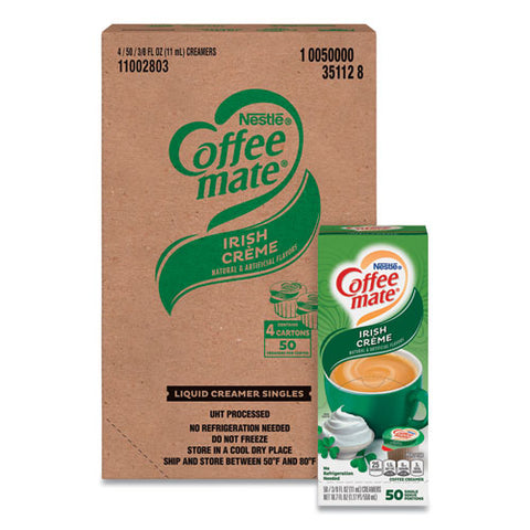 Liquid Coffee Creamer, Irish Creme, 0.38 Oz Mini Cups, 50/box, 4 Boxes/carton